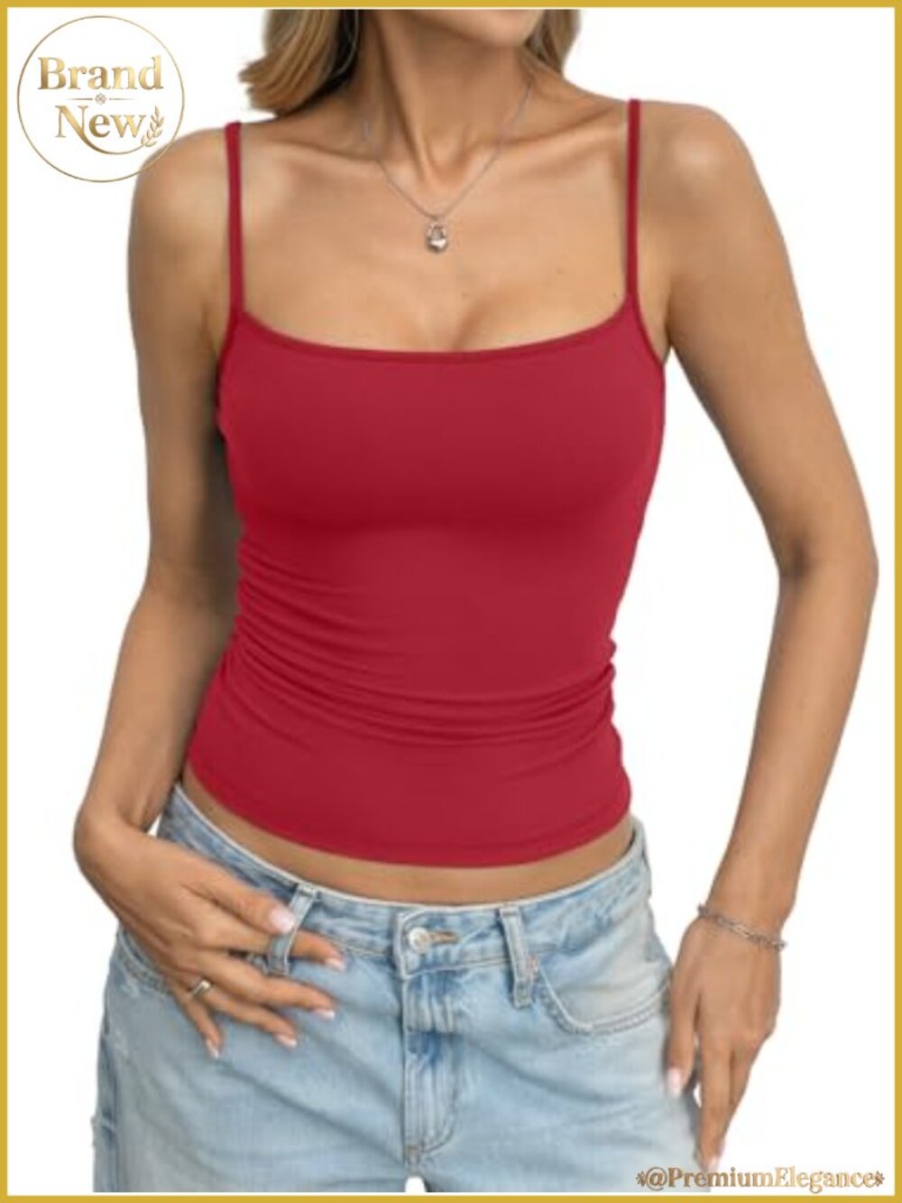 Women's Sleeveless Spaghetti Strap Tank Top Scoop Neck Backless Cami